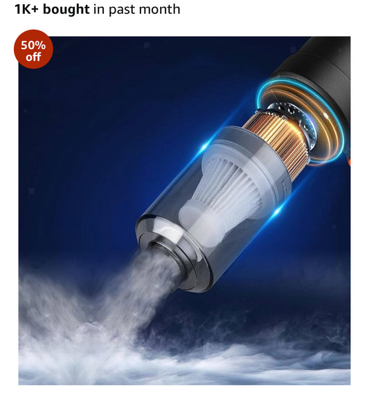💨 2-in-1 Mini Cordless Air Duster & Vacuum Cleaner 🔋 – Rechargeable, Portable Dust Blower with Attachments 🧹 for Keyboard ⌨️, Car 🚗 & Electronics