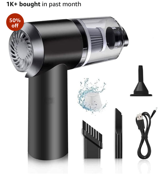 💨 2-in-1 Mini Cordless Air Duster & Vacuum Cleaner 🔋 – Rechargeable, Portable Dust Blower with Attachments 🧹 for Keyboard ⌨️, Car 🚗 & Electronics