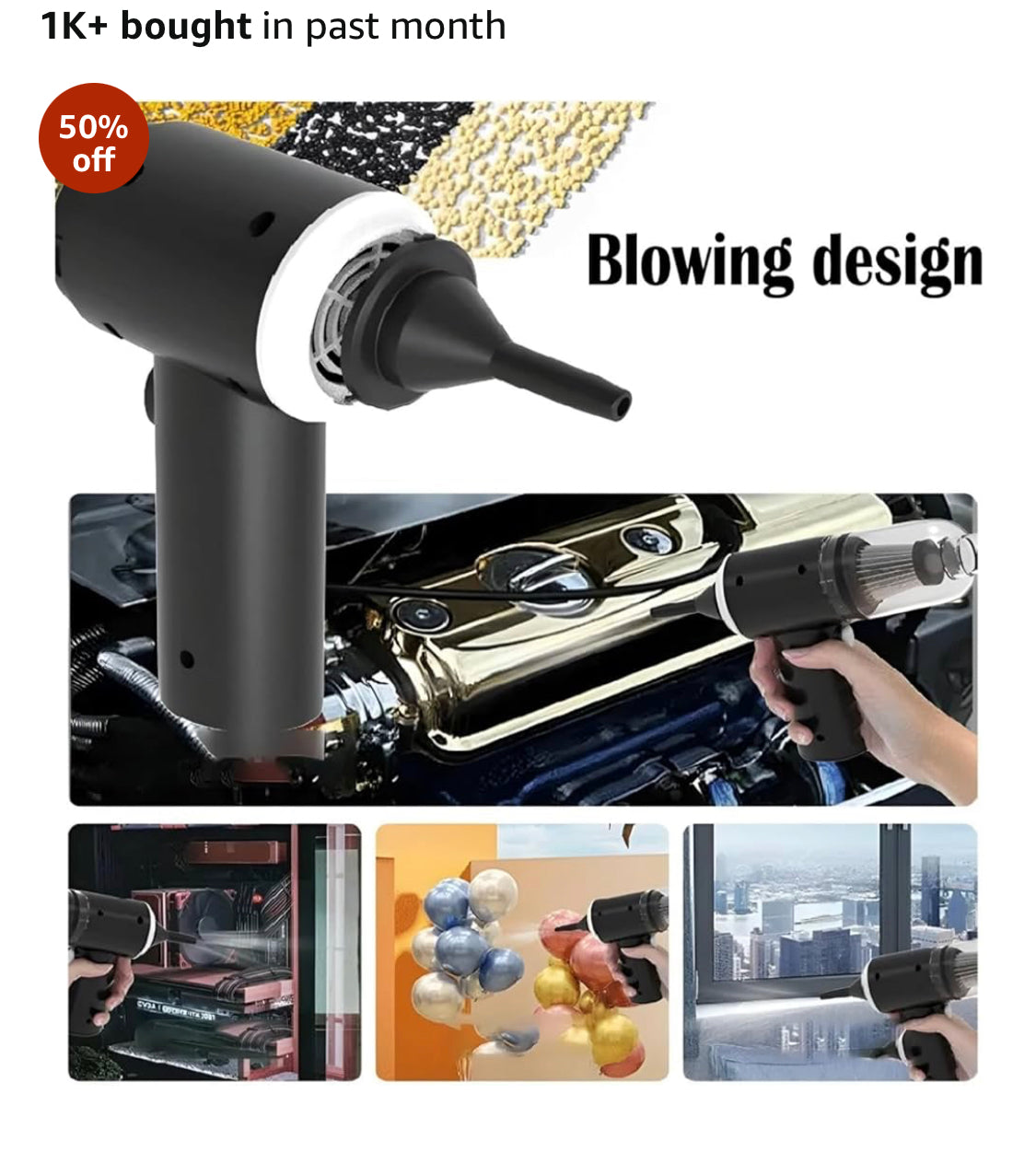 💨 2-in-1 Mini Cordless Air Duster & Vacuum Cleaner 🔋 – Rechargeable, Portable Dust Blower with Attachments 🧹 for Keyboard ⌨️, Car 🚗 & Electronics