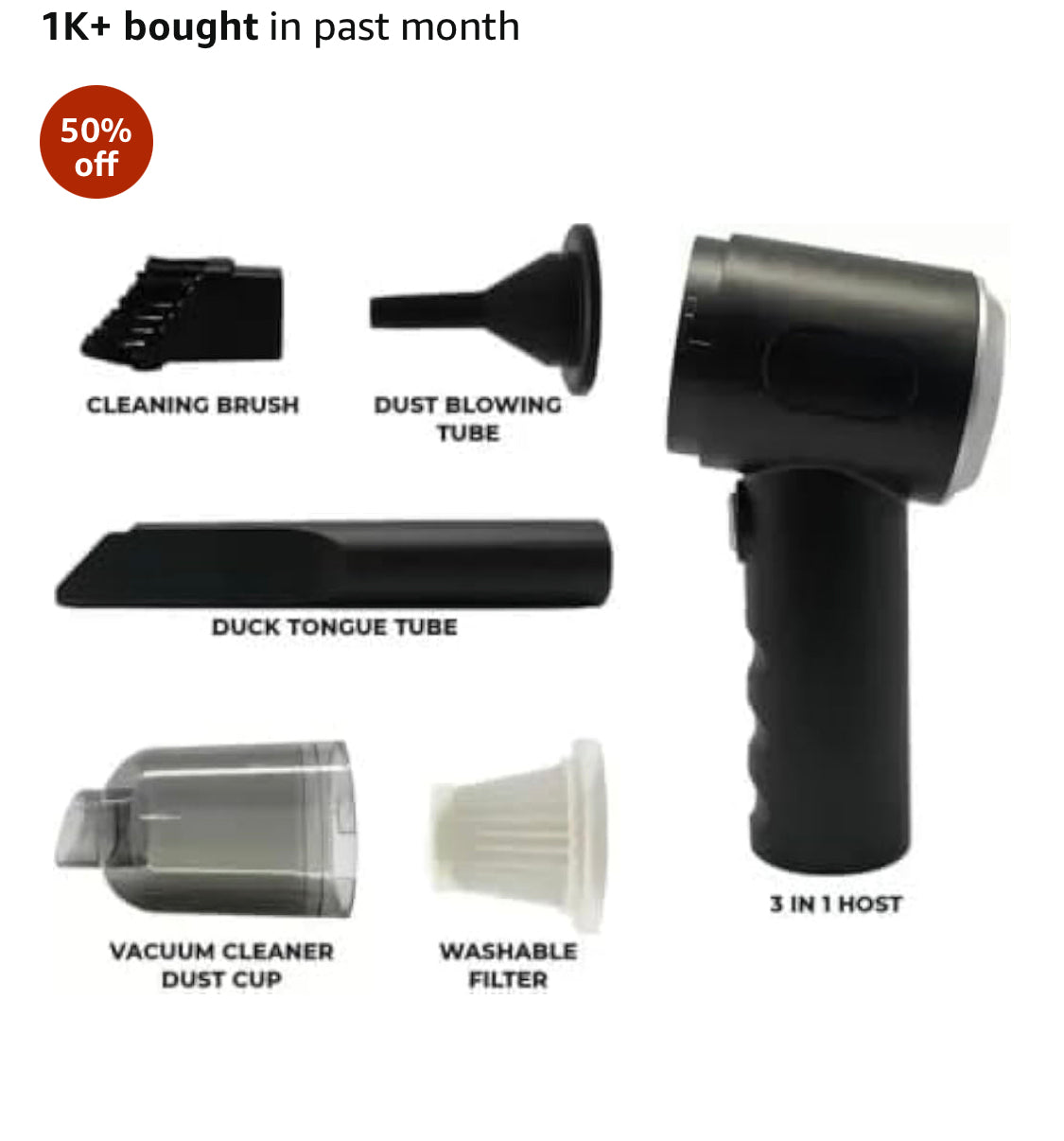 💨 2-in-1 Mini Cordless Air Duster & Vacuum Cleaner 🔋 – Rechargeable, Portable Dust Blower with Attachments 🧹 for Keyboard ⌨️, Car 🚗 & Electronics