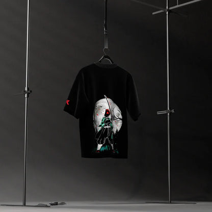 Tanjiro Moonlight Demon Slayer Black Oversized Fit T-shirt