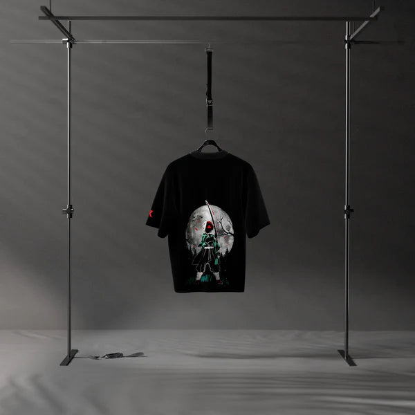 Tanjiro Moonlight Demon Slayer Black Oversized Fit T-shirt