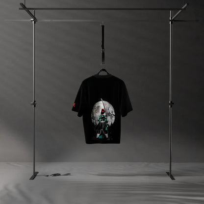 Tanjiro Moonlight Demon Slayer Black Oversized Fit T-shirt